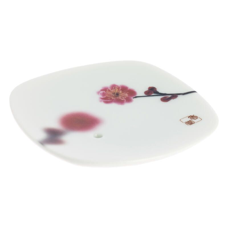 Porta incenso giapponese quadrato in ceramica, YUME SAKURA, fiore di ciliegio