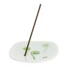 Japanese square ceramic incense holder, YUME SHIDA NO ME, fern sprout