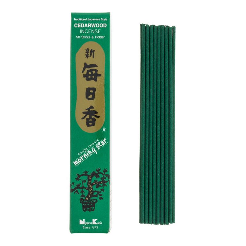 Box of 50 Japanese incense sticks, MORNINGSTAR, cedar scent