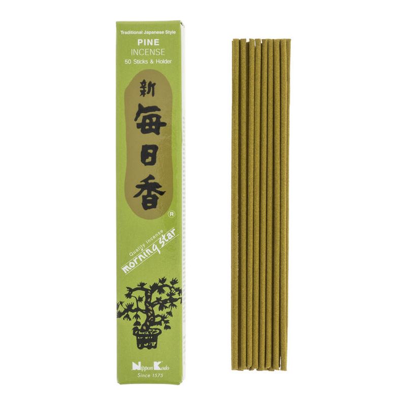 Caja de 50 varitas de incienso japonés, MORNING STAR PINE, aroma a pino