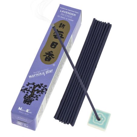 Box of 50 Japanese incense sticks, MORNING STAR LAVENDER, lavender scent