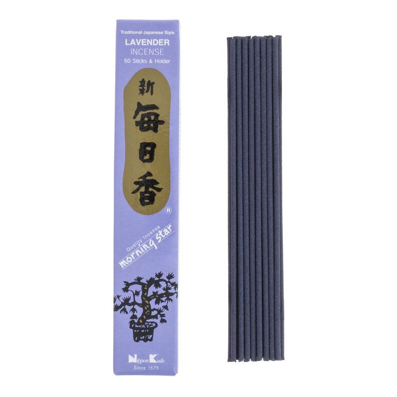 Box of 50 Japanese incense sticks, MORNING STAR LAVENDER, lavender scent