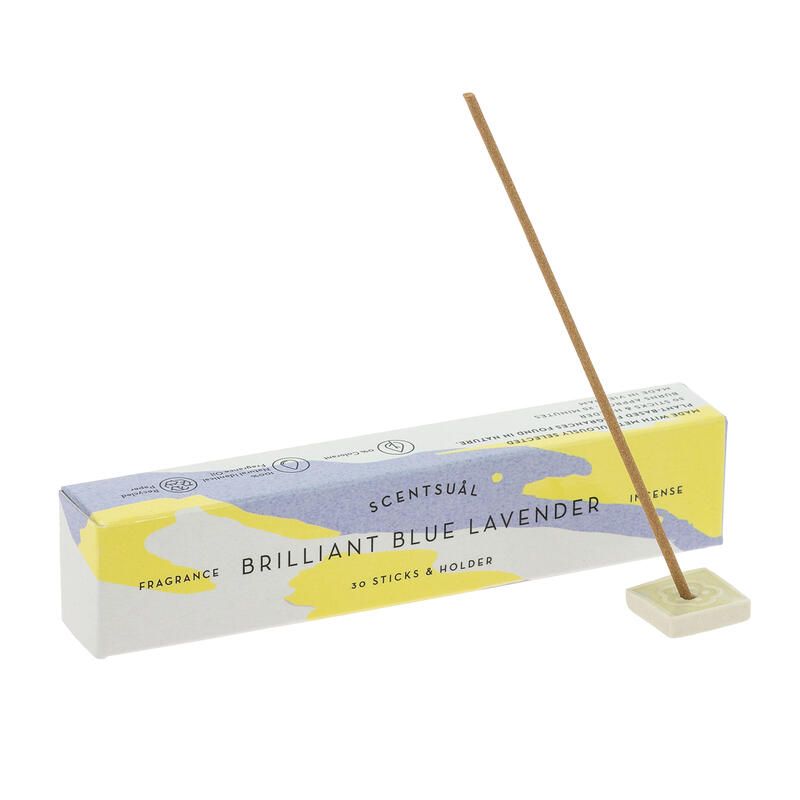 Box of 30 incense sticks with incense holder, SCENTSUAL BRILLANT BLUE LAVENDER, Lavender