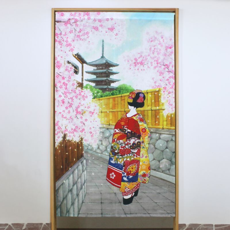 Rideau japonais noren en polyester, GEISHA