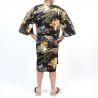 Kimono happi japonais noir avec dragon doré en coton pour homme - DORAGON