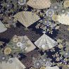 Japanese black/gold cotton fabric, fan pattern, FAN, made in Japan width 112 cm x 1m