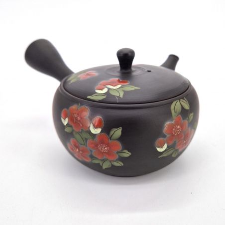 Théière kyusu japonaise tokoname noire motif fleurs de cerisier, SEGATAKAI SAKURA, 330 cc