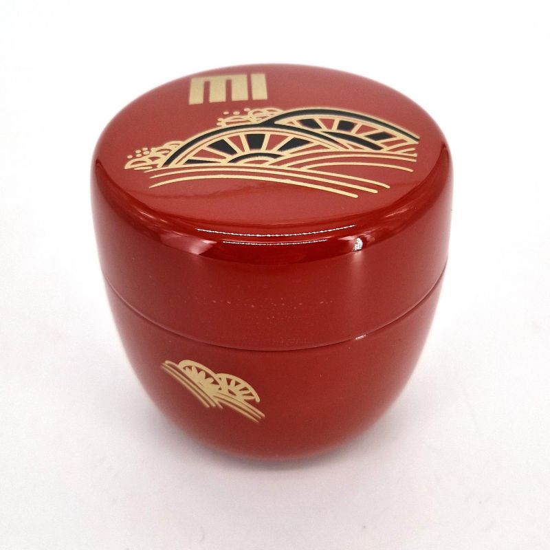 Boîte à thé japonaise natsume rouge en résine motif traditionnel, KODAIJI, 40g 