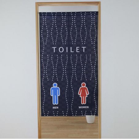 Japanischer Noren-Vorhang aus Polyester, TOILET WAVE