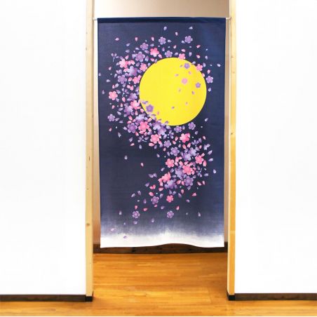 Japanese Noren polyester curtain, TSUKI NO SAKURA