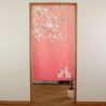 Japanese noren curtain, pink, polyester, 85 x 150 cm, 2 rabbits, USAGI PINKU