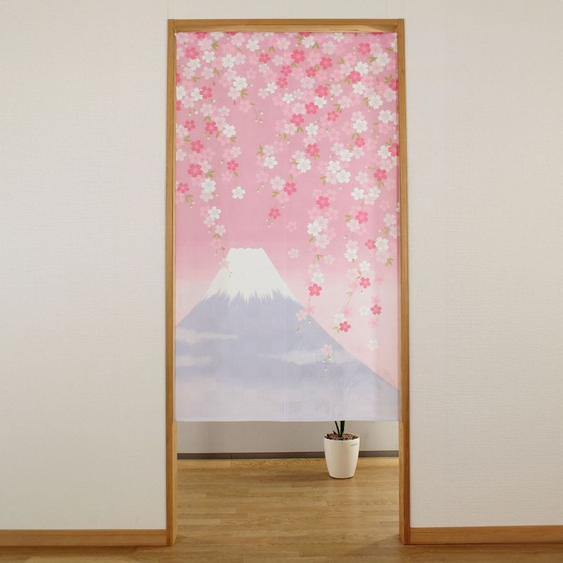 Cortina japonesa Noren, rosa, 85 x 150 cm, Sakura y Fuji Chiyonofuji