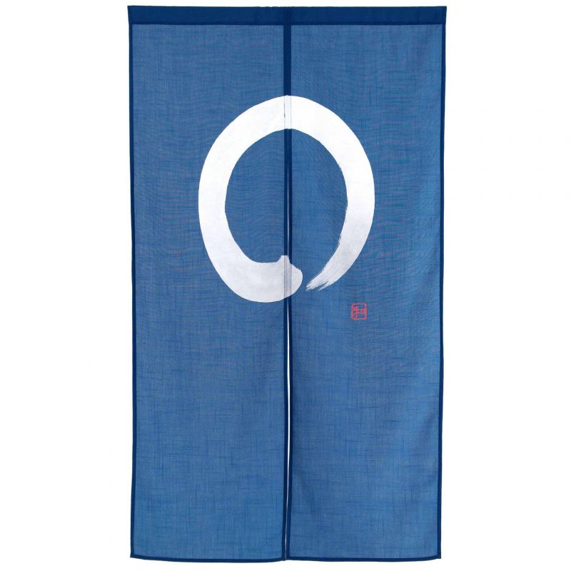 tenda noren giapponese blu, poliestere, 85 x 150 cm, cerchio zen ENSO