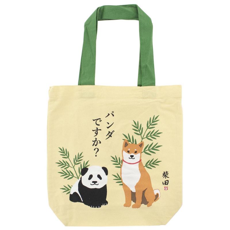 Tote bag 100% algodón Perro Shiba y el Panda - PANDA