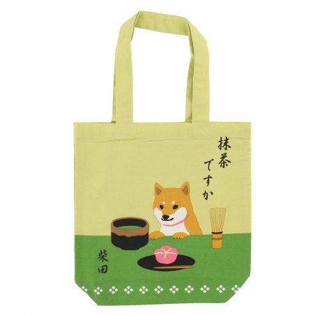 Tote bag 100% algodón Perro Shiba y su té matcha - OCHA