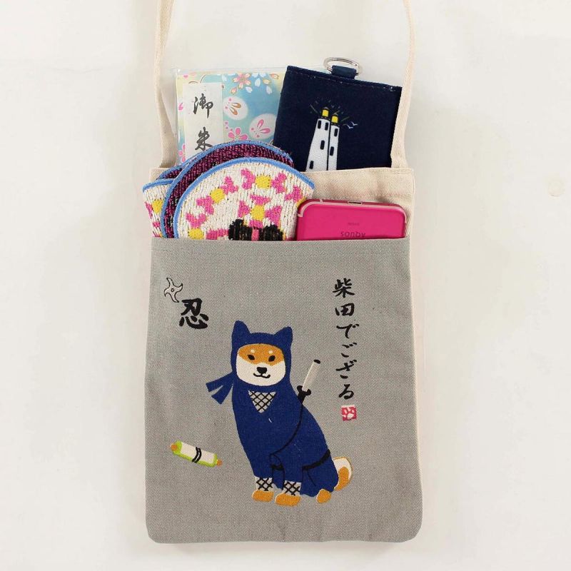 Small tote bag 100% cotton Shiba Ninja dog - INU SHIBA NINJA