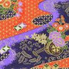 hoja grande de papel japonés, YUZEN WASHI, rojo y morado, Carro de flores y niebla preciosa