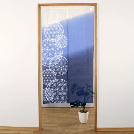 Japanischer blauer Noren-Vorhang, Polyester, 85 x 150 cm, SASHIKO ASANOHA