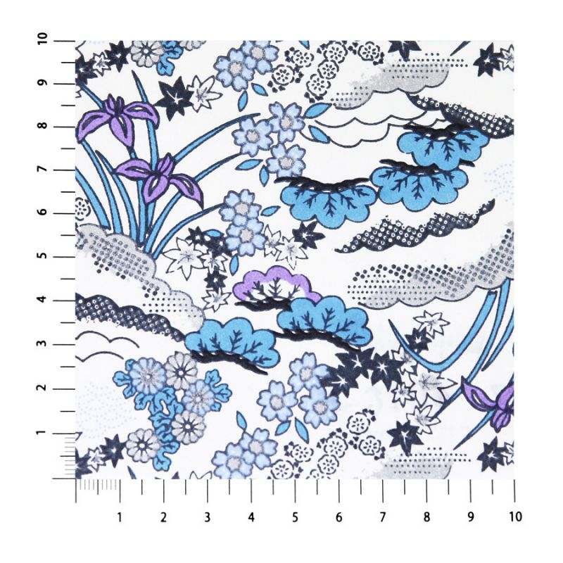 hoja grande de papel japonés, YUZEN WASHI, blanco, estampado Hanayose