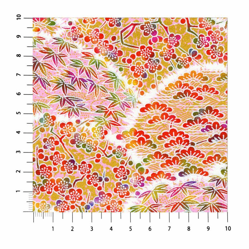 großes Blatt japanisches Papier, YUZEN WASHI, Frühlingsbäume der Saison