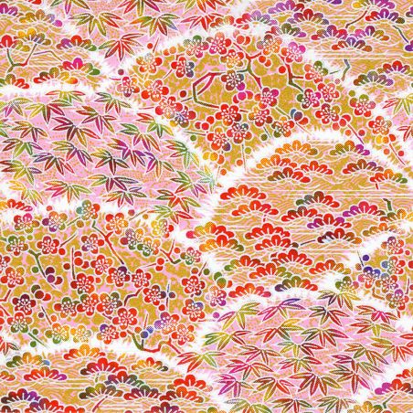 hoja grande de papel japonés, YUZEN WASHI, árboles de temporada de primavera