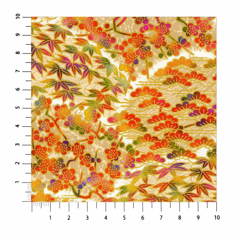 grande feuille papier japonais, YUZEN WASHI, arbres de saison automne