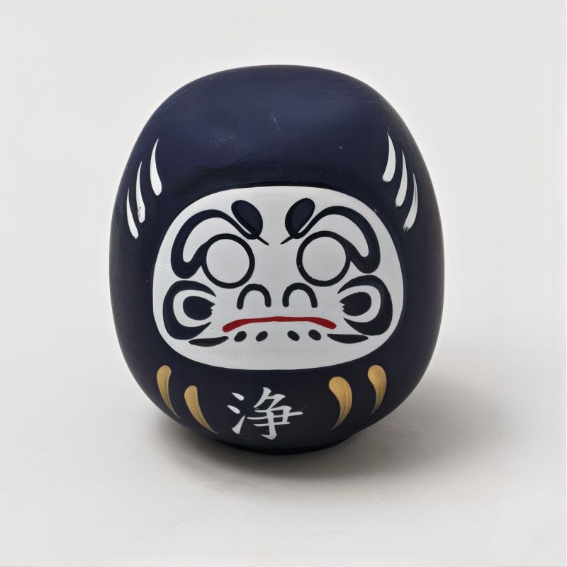 Muñeca japonesa, DARUMA, azul oscuro, iwaza