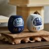 Bambola giapponese, DARUMA, blu scuro, iwaza