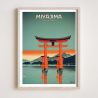 affiche / illustration japonaises "MIYAJIMA" Le grand torii (大鳥居) flottant du sanctuaire d'Itsukushima , by ダヴィッド