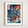 Japanese illustration "Ryūjin", the dragon king of the seas and waters, by ダヴィッド