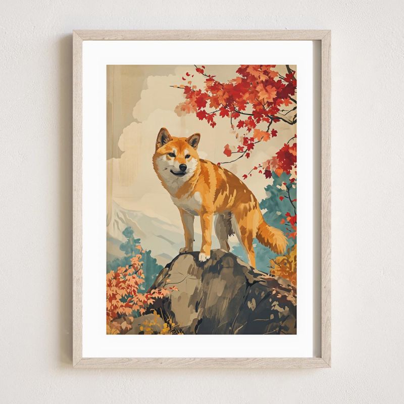 Illustrazione giapponese "SHIBA 2", shiba inu giapponese, di ダヴィッド