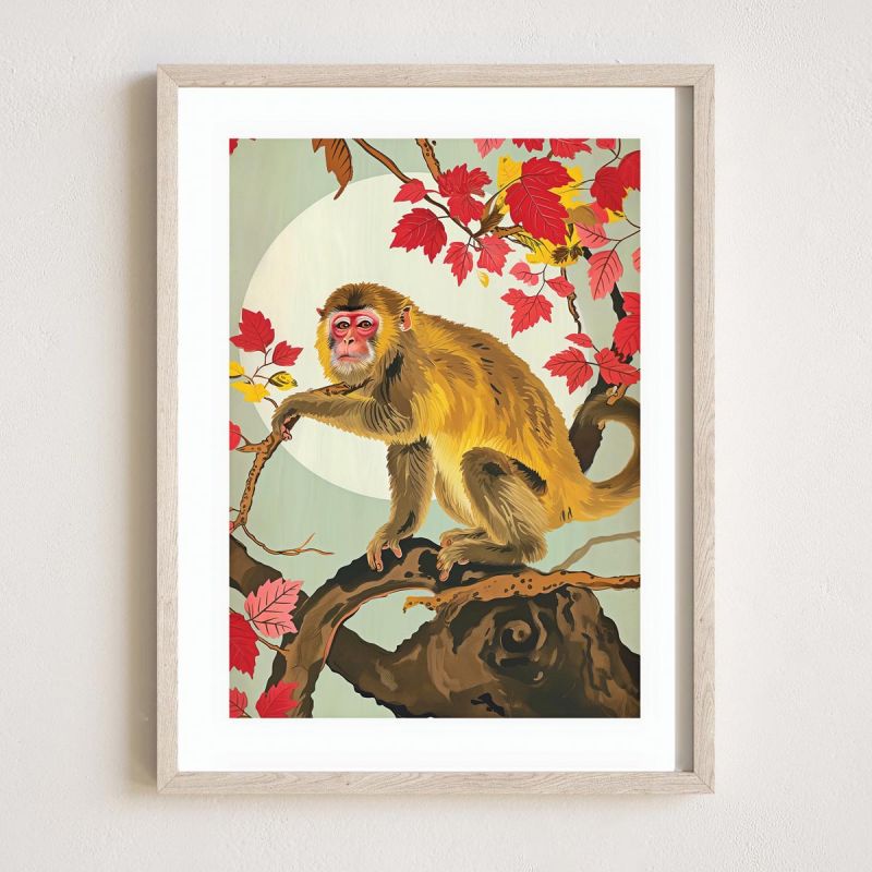 ilustración japonesa "Macaca fuscata" Le macaque japonais, de ダヴィッド