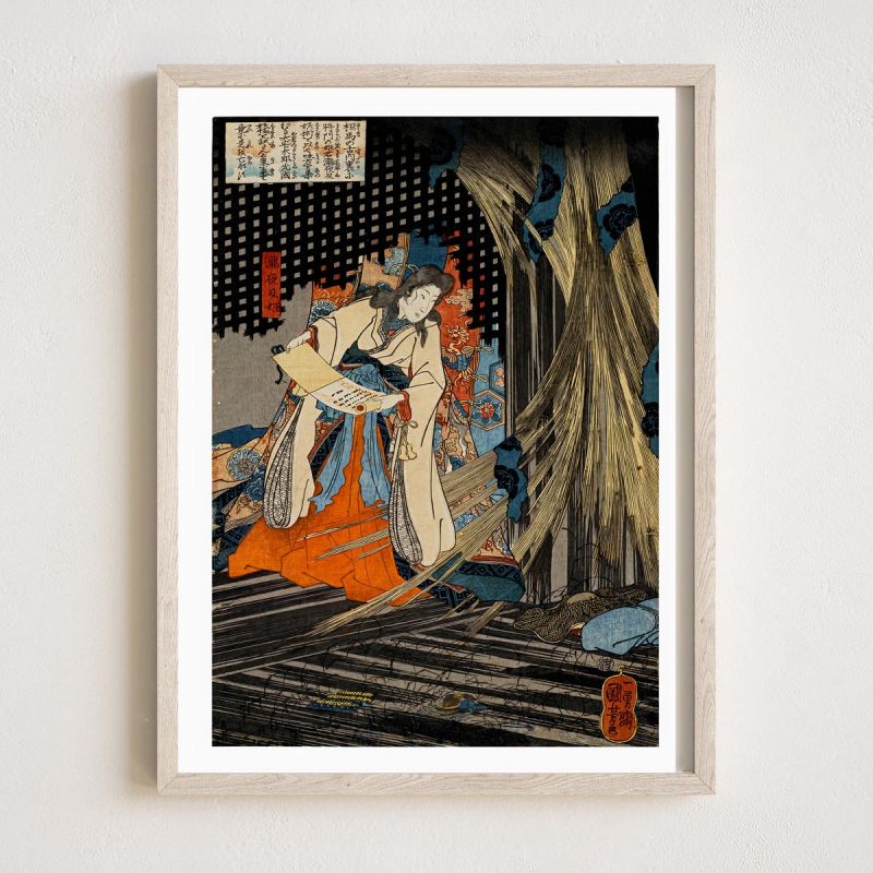 Trittico di stampe giapponesi, Utagawa Kuniyoshi,Soma no furudairi ni Masakado himegimi Takiyasha yojutsu o motte mikata o