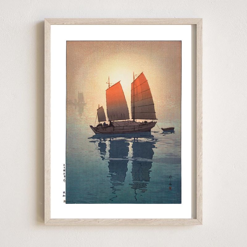 Japanese print, Sailing boats morning, Hansen no asa, YOSHIDA HIROSHI