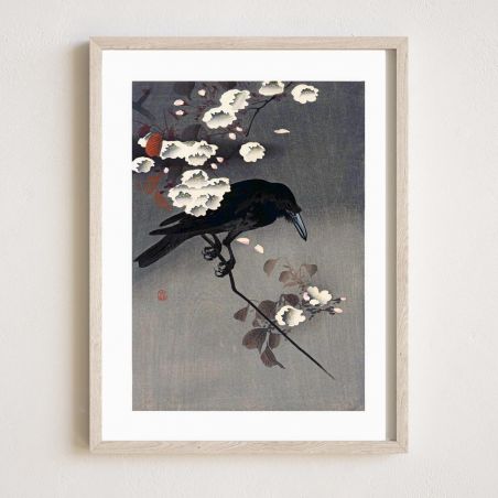 Reproduction d'estampe japonaise, Corbeau 2, OHARA KOSON