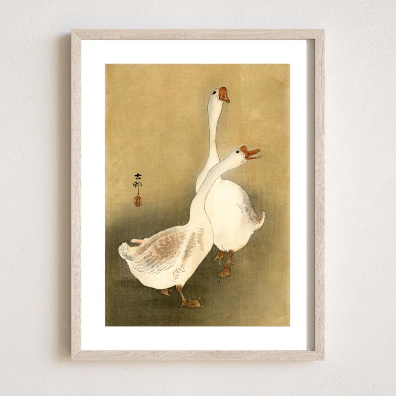 Japanese print, Two geese, OHARA KOSON