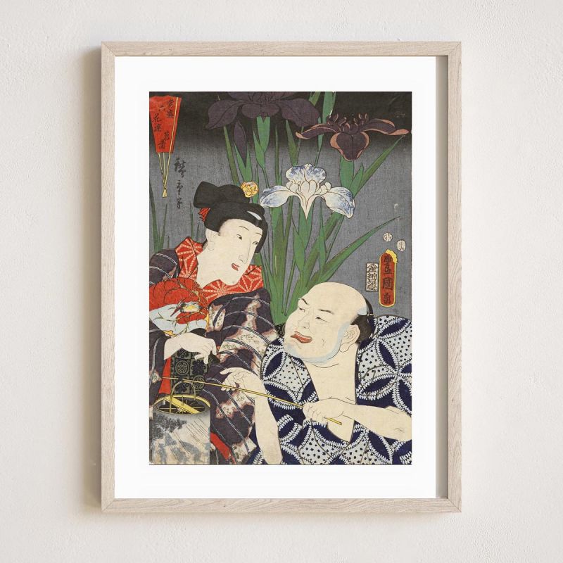 Reproduction d'estampe japonaise, Iris, KUNISADA