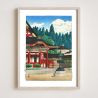 print reproduction of Kawase Hasui, Kuon Temple at Minobu Mountain, Minobusan Kuonji