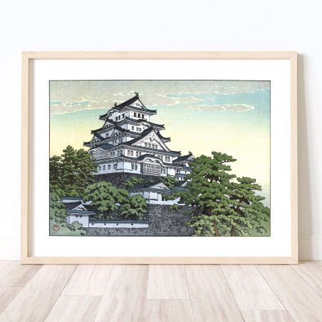 riproduzione a stampa di Kawase Hasui, Castello di Himeji, Himeji shatu