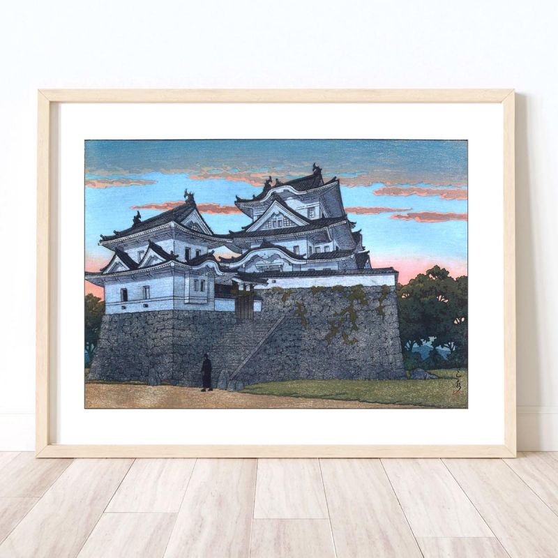 Riproduzione di stampe Kawase Hasui, Castello di Hakuo a Ueno di Iga, Iga Ueno Hakuo jo