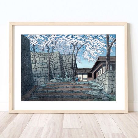 print reproduction of Kawase Hasui, Cherry blossoms at Shirakawa Castle Ruins, Shirakawa joshi no Sakura