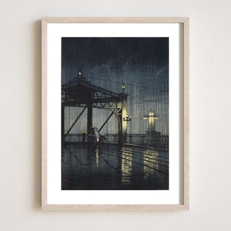 Kawase Hasui print reproduction, Shin Ohashi Bridge, Shin Ohashi