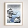 Druckreproduktion von Kawase Hasui, Schnee bei Mukojima, Yuki no mokojima