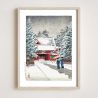 Reproduction d'estampe de Kawase Hasui, Neige au sanctuaire, sanctuaire de Hie, Shato no yuki, Hie Jinja