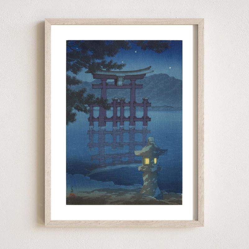 Kawase Hasui Print Reproduction, Starry Night in Miyajima, Hoshizukiyo, Miyajima