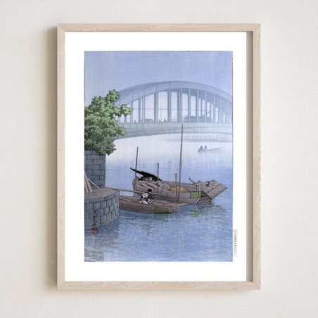 riproduzione a stampa di Kawase Hasui, Ponte Eitaibashi