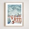 Reproduction d'estampe de Kawase Hasui, Pont Yakumo au sanctuaire de Nagata à Kobe, Kobe Nagata jinja Yakumobashi