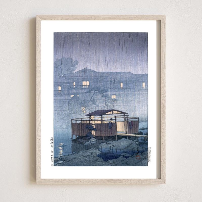 reproduccion impresa de Kawase Hasui, Lluvia en Shuzen-ji, Shuzenji no ame