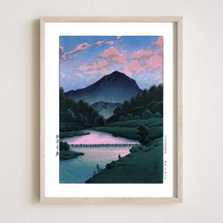 Reproduction d'estampe de Kawase Hasui, Le Mont Kamaga, Hida, Hida Kamagatake