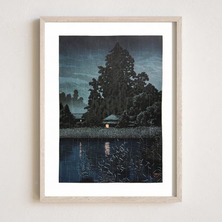 print reproduction of Kawase Hasui, Rain in Omiya, Omiya no ame